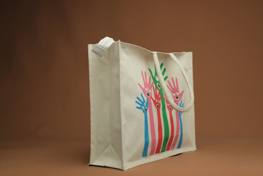 Soft Jute Mix Floral Office Bag