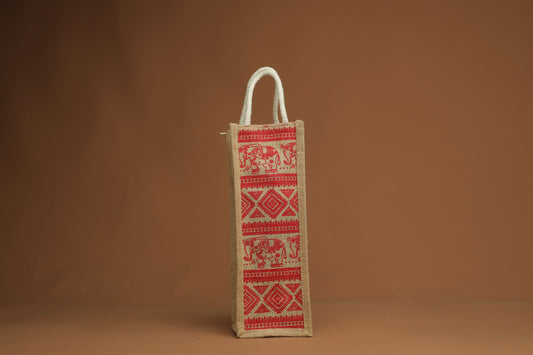 Red Print Bottle Bag