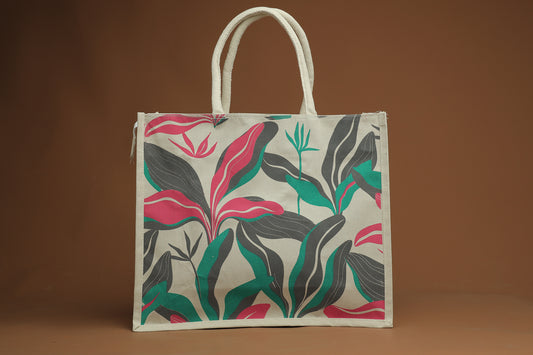 Soft Jute Floral Office Bag